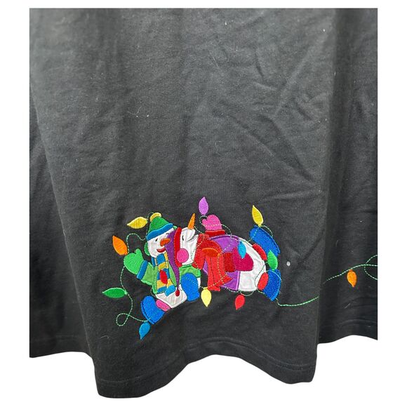 The Quacker Factory Vintage Winter Snowman Cotton Shift Shirt Dress Black 3X NEW - Picture 5 of 5